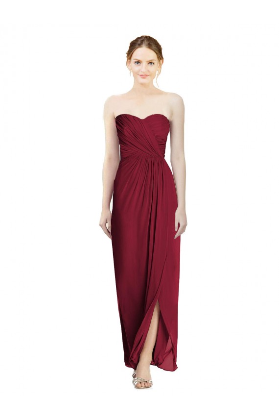 Discount Strapless Sweetheart Long Chiffon Bridesmaid Dress