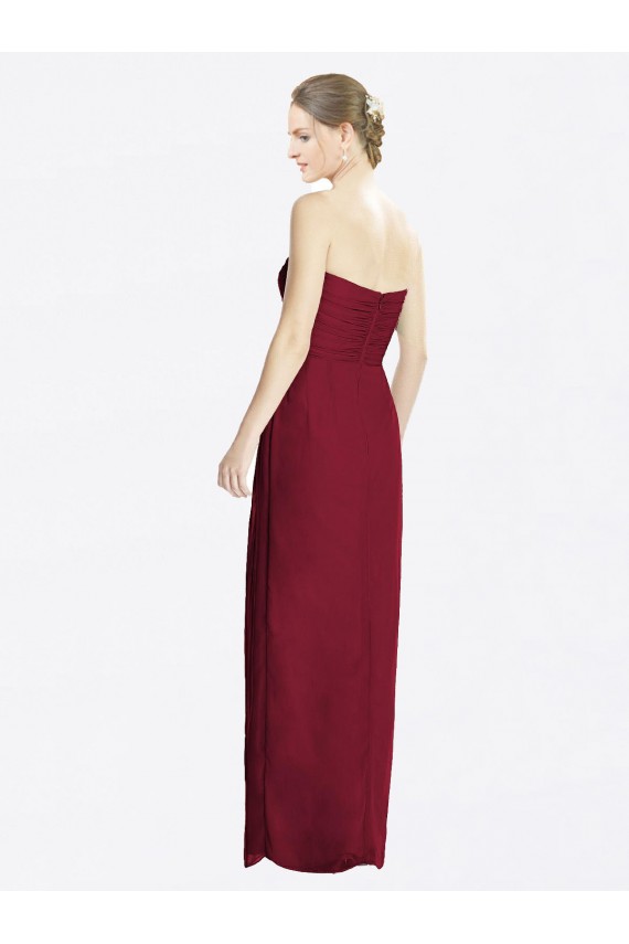 Discount Strapless Sweetheart Long Chiffon Bridesmaid Dress