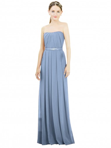 Discount V-Pleat Chiffon Full-Length Strapless Bridesmaid Dress