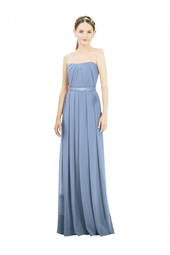 Discount V-Pleat Chiffon Full-Length Strapless Bridesmaid Dress