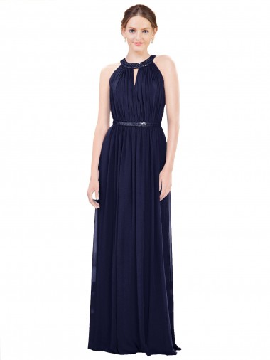 Discount Vintage Full-Length Sleeveless Chiffon Bridesmaid Dress 