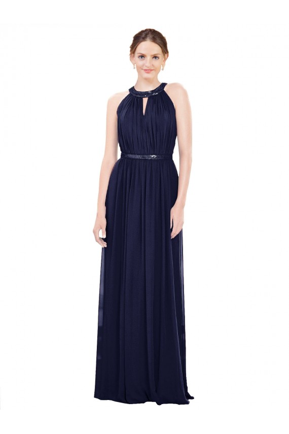 Discount Vintage Full-Length Sleeveless Chiffon Bridesmaid Dress 