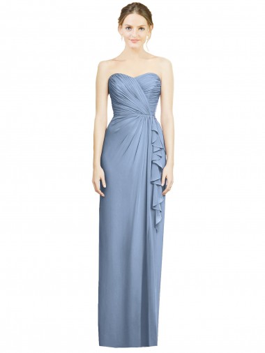Discount Strapless Full-Length Chiffon Bridesmaid Dress with Front Slit