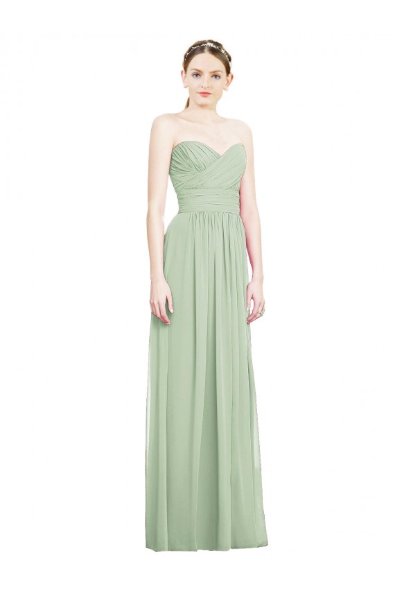 Discount Crisscross Draped Full Length Strapless Chiffon Bridesmaid Dress