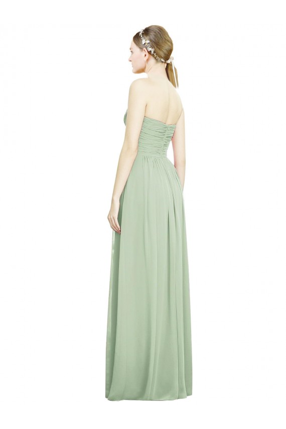 Discount Crisscross Draped Full Length Strapless Chiffon Bridesmaid Dress