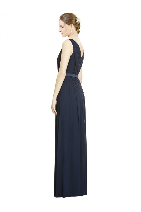 Discount Full-Length V-Neck Lux Chiffon Bridesmaid Dress with V-Back