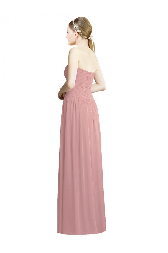 Discount Crossover Draped Sweetheart Chiffon Formal Bridesmaid Dress with Front Slit