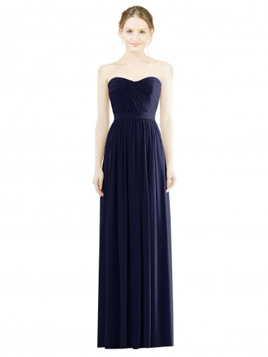 Discount Low Back Draped Strapless Chiffon Formal Bridesmaid Dress 