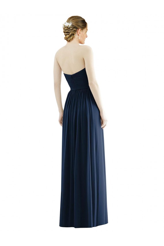 Discount Low Back Draped Strapless Chiffon Formal Bridesmaid Dress 