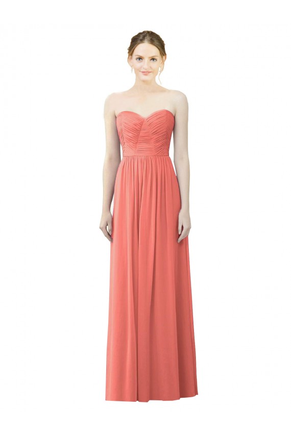 Discount Draped Sweetheart Strapless Chiffon Bridesmaid Dress