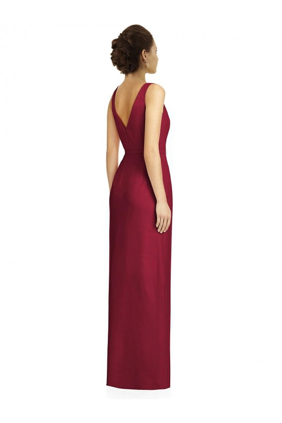 Discount Draped V-Neck Cocktail Length Chiffon Bridesmaid Dress