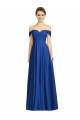Discount Off the Shoulder Draped Chiffon Maxi Bridesmaid Dress