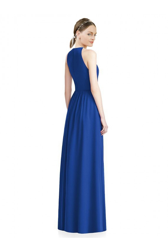 Discount Draped Keyhole Long Chiffon Bridesmaid Dress