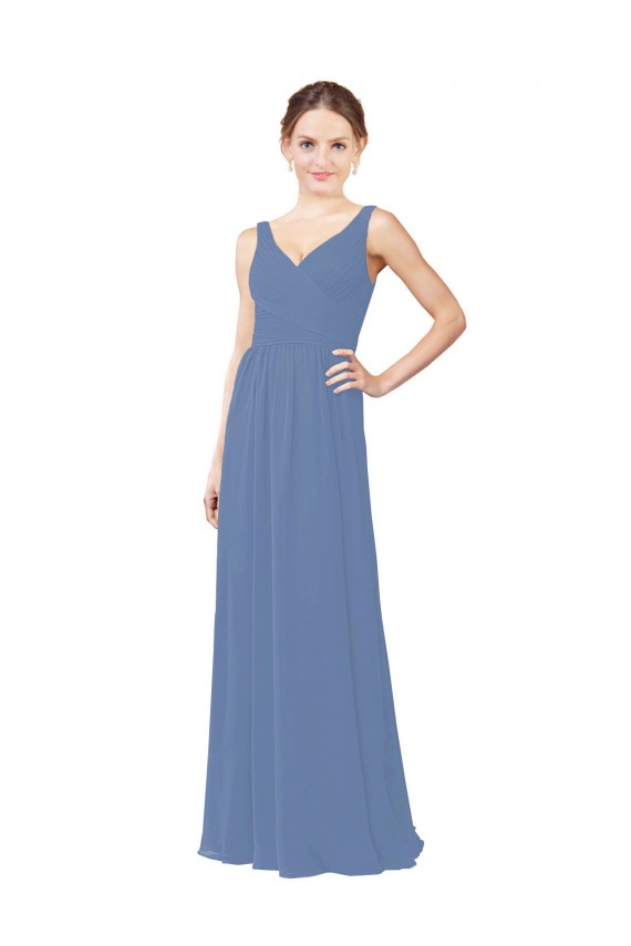 Discount Draped V-Neck Luxe Chiffon Bridesmaid Dress