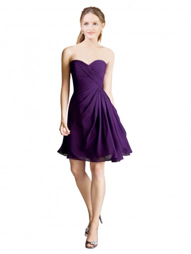 Discount Draped Chiffon Long Sweetheart Cocktail Bridesmaid Dress
