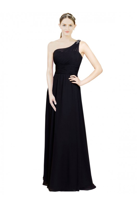 Discount Sweetheart Chiffon Bridesmaid Dress with Beaded One Shoulder Strap