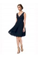 Discount Short Knee Length Criss Cross Draped Chiffon Cocktail Bridesmaid Dress