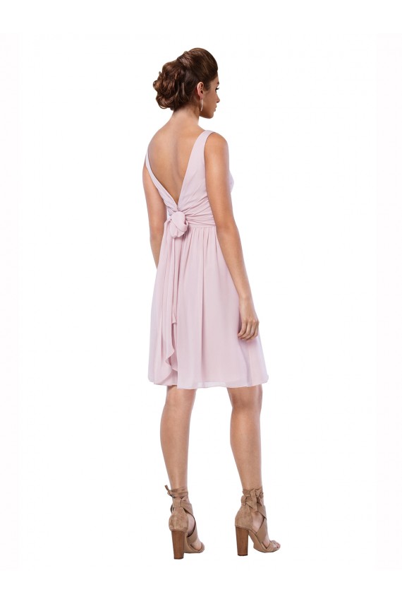 Discount Short Knee Length Criss Cross Draped Chiffon Cocktail Bridesmaid Dress