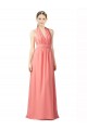 Discount Shirred Bodice Full Length Long Chiffon Bridesmaid Dress