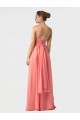 Discount Shirred Bodice Full Length Long Chiffon Bridesmaid Dress