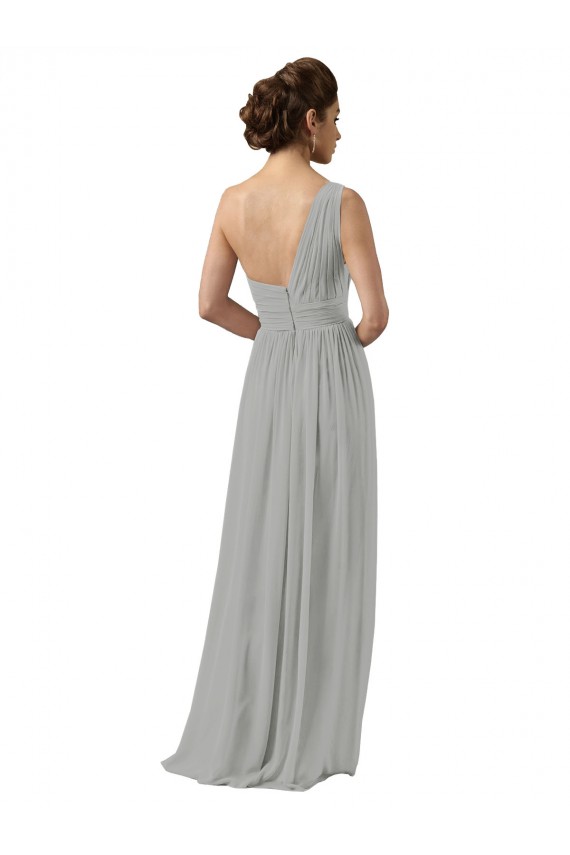 Discount Ruffled One Shoulder Floor Length Long Chiffon Bridesmaid Dress