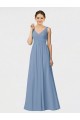Discount Long Chiffon Bridesmaid Dress with Sweetheart Neckline and Wide Straps