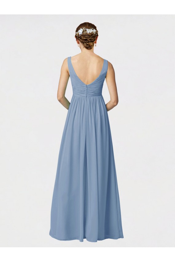 Discount Long Chiffon Bridesmaid Dress with Sweetheart Neckline and Wide Straps