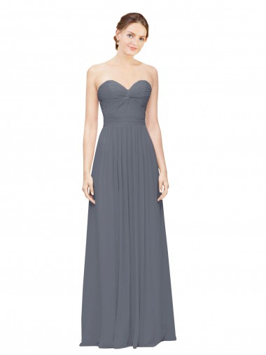 Discount Twisted Waist Pleats Sweetheart Long Chiffon Bridesmaid Dress