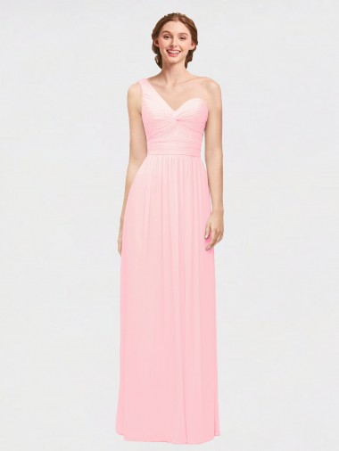 Discount One Shoulder Twisted Waist Sweetheart Chiffon Bridesmaid Dress