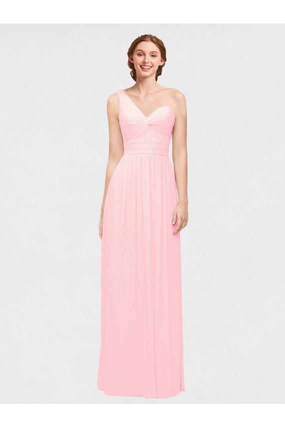 Discount One Shoulder Twisted Waist Sweetheart Chiffon Bridesmaid Dress