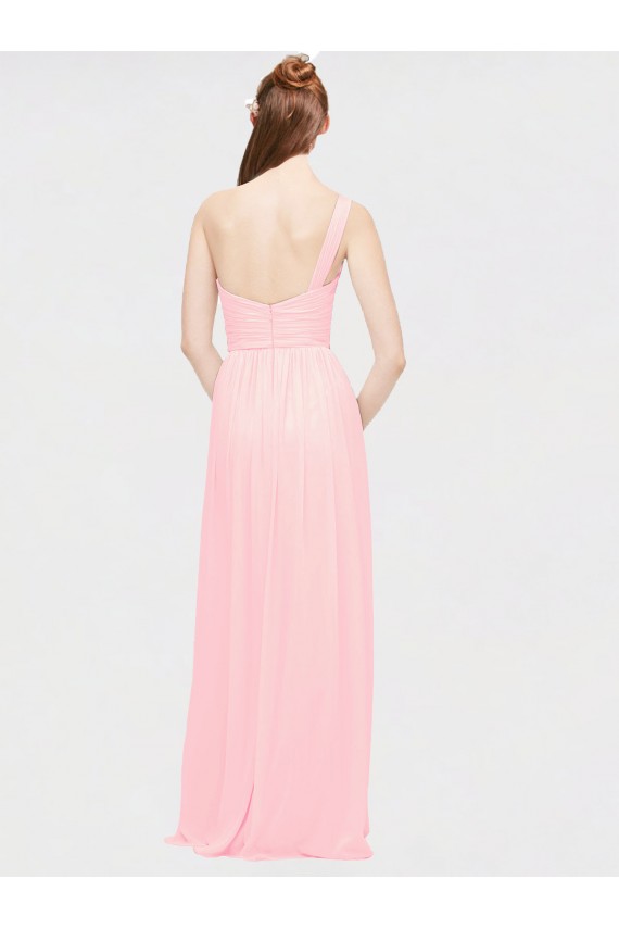 Discount One Shoulder Twisted Waist Sweetheart Chiffon Bridesmaid Dress