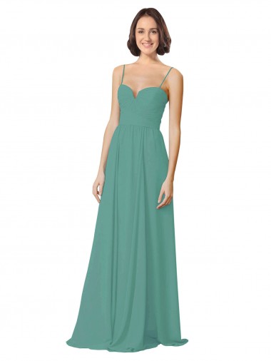 Discount Spaghetti Straps Sweetheart A-Line Chiffon Bridesmaid Dress