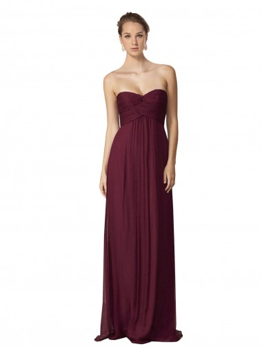 Discount Floor Length Chiffon Bridesmaid Dress with Sweetheart Neckline