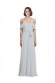 Discount Off the Shoulder Spaghetti Strap Long Chiffon Bridesmaids Dress