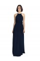 Discount High Neckline Floor Length Chiffon Bridesmaid Dress with Belt