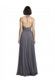 Discount Spaghetti Strap Long Chiffon Bridesmaids Dress with Halter Cowl Neck