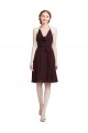 Discount Short Knee Length Chiffon Bridesmaids Dress with Halter Cowl Neck