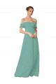 Discount Hand-Ruched Chiffon Bridesmaid Dress with Flutter Sleeves