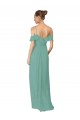Discount Hand-Ruched Chiffon Bridesmaid Dress with Flutter Sleeves