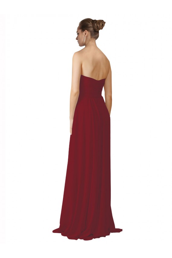 Discount Hand-Ruched Sweetheart Long Chiffon Bridesmaid Dress