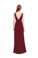 Discount Long Chiffon V-Neck Bridesmaids Dress with Double Strap