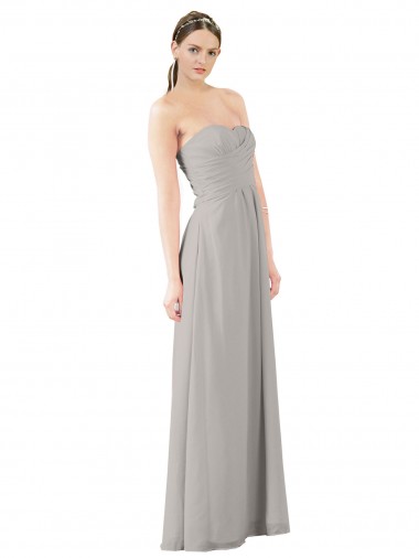 Discount Twisted Strapless Sweetheart Neckline Long Chiffon Bridesmaid Dress