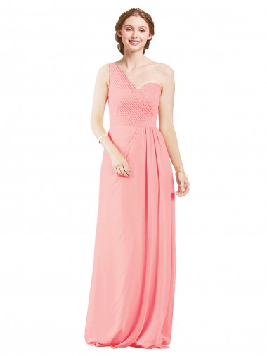 Discount One Shoulder Sweetheart Neckline Long Chiffon Bridesmaid Dress