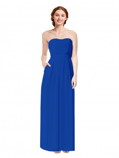 Discount Strapless Sweetheart Keyhole Back Long Chiffon Bridesmaid Dress