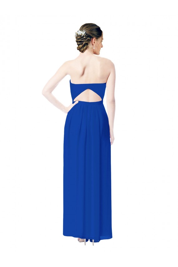 Discount Strapless Sweetheart Keyhole Back Long Chiffon Bridesmaid Dress