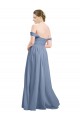 Discount Long Floor Length Chiffon Bridesmaid Dress with Fluttering Off the Shoulder Straps