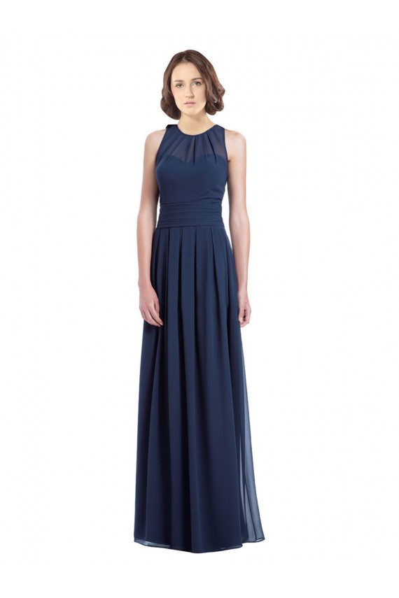 Discount Chiffon High Neck Sleeveless Bridesmaid Dress with Pleats