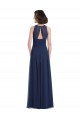 Discount Chiffon High Neck Sleeveless Bridesmaid Dress with Pleats