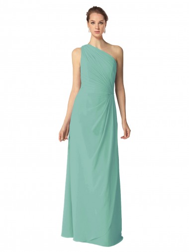 Discount Long Chiffon One Shoulder Full Length Bridesmaid Dress