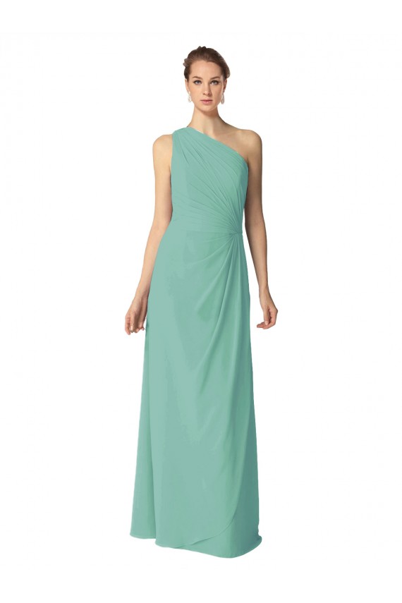 Discount Long Chiffon One Shoulder Full Length Bridesmaid Dress